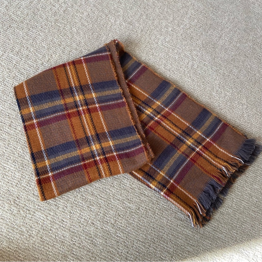 Classic Plaid Scarf in Brown and Red Rectangle Winter Warmer